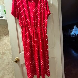Willow Ridge Red and White Polka Dot vintage Dress With Matching Belt